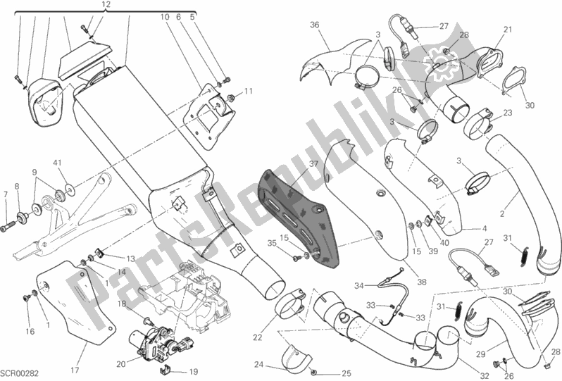 Alle onderdelen voor de Uitlaatsysteem van de Ducati Monster 1200 25 TH Anniversario USA 2019